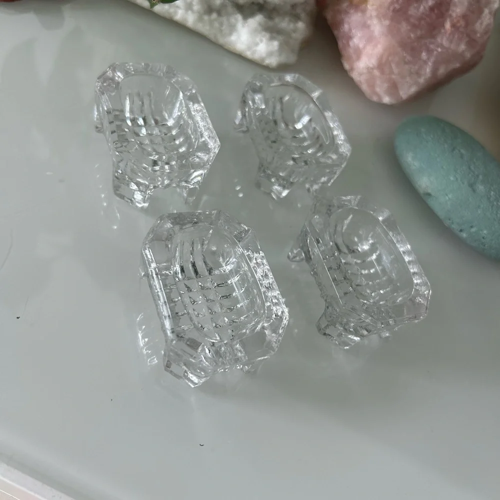 4 Vintage Elegant Clear Glass Cut Crystal Salt Cellars Open Salt Dish - Picture 2 of 9